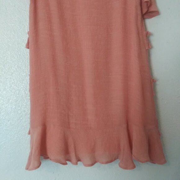 Pink Lily women's M ruffle accent dusty coral colored dress - Picture 8 of 14